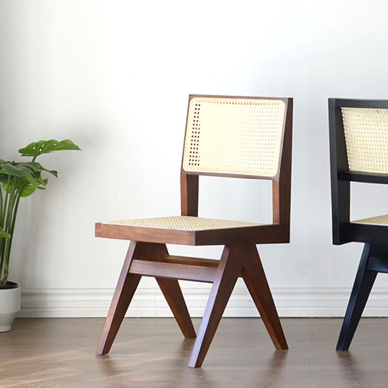 Contemporary Rattan Chair Open Back Dining Side Furniture in Matte Finish for Indoor