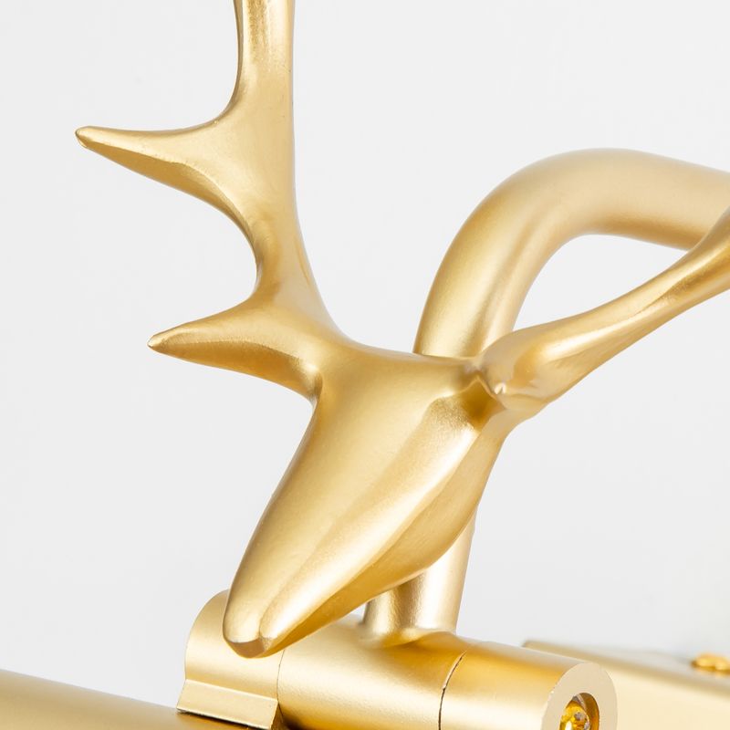 LED Copper Mirror Lamp American Retro Style Bathroom Toilet Antler Mirror Light Fixture