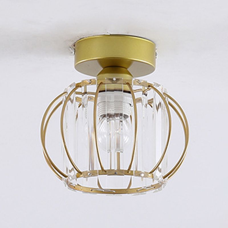 Crystal Shaded Semi Flush Light Fixture Minimalist-Style Close to Ceiling Lamp