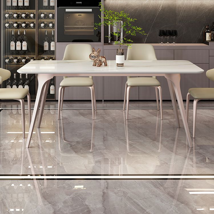 Modern Style 1/4/5/6/7 Pieces Dining Table Rectangle Stone Furniture in White