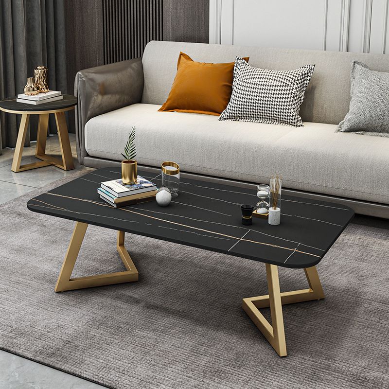 Luxurious Rectangular Slate Top Coffee Cocktail Table - 17.7" H