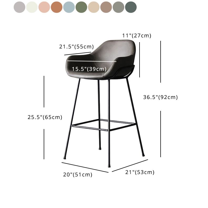 Scandinavian Upholstered Armed Bar Stool Matte Finish Footrest Home Stool