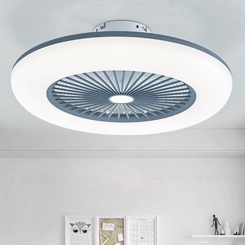 Schlafzimmer LED -Deckenlüftungslampe Makkaronstil Semi -Flush -Licht mit kreisförmiger Acrylschatten