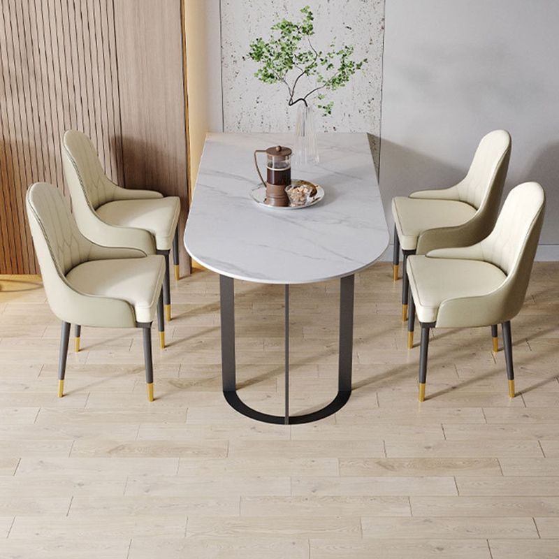 Free Form Sintered Stone Top Table for Restaurant Luxury Dining Table with Double Pedestal