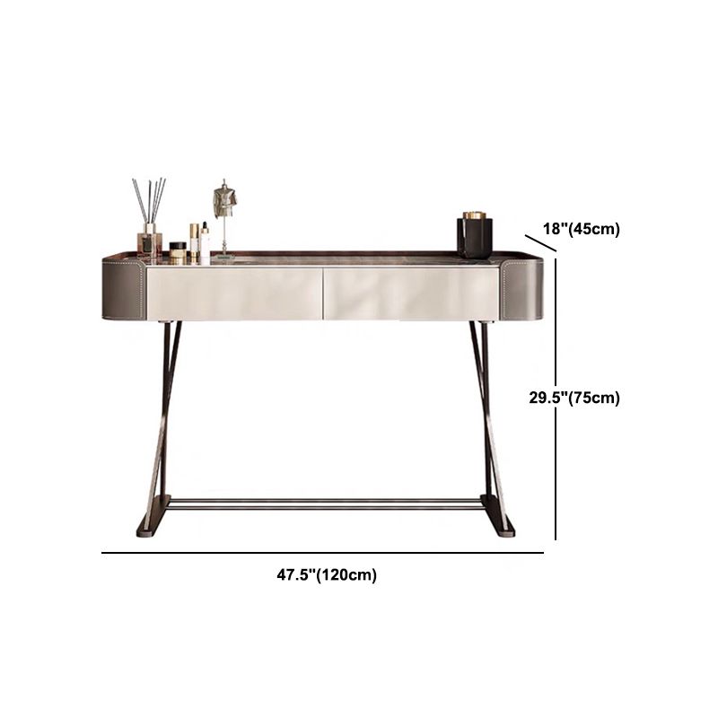 Makeup Vanity Table With Drawer and White Stool Set for Bedroom