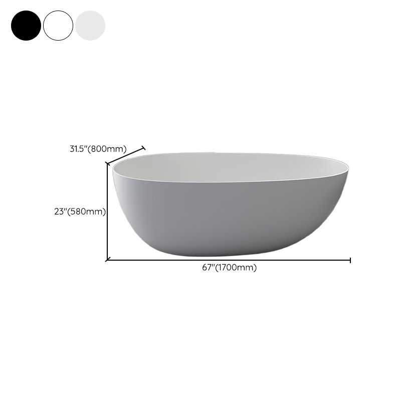 Modern Style Oval Freestanding Bathtub Stone Bathtub with Overflow Trim