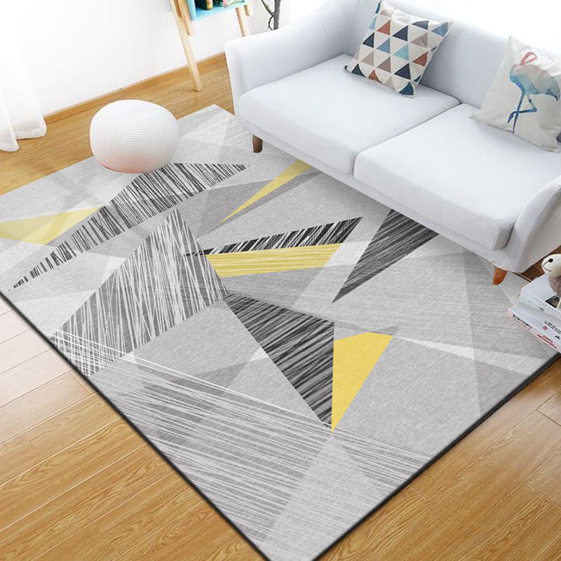 Scandinavian Geometric Rug Multi-Colored Polyster Indoor Rug Non-Slip Backing Pet Friendly Carpet for Decoration
