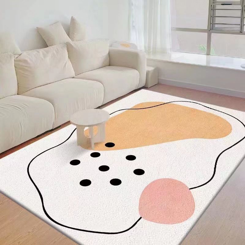 Modern Colorblock Rug Polyester Rug Friendly Washable Non-Slip Area Rug for Living Room