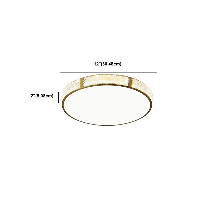 Modern Metal Ceiling Light Circle Shape Flush Mount with Glass Shade for Living Room