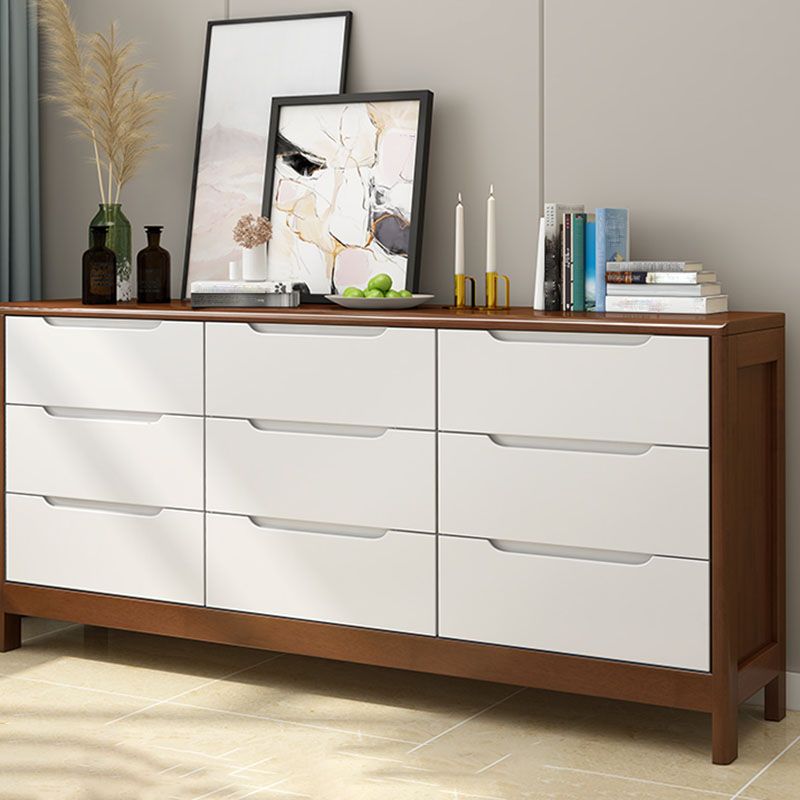Contemporary Horizontal Double Dresser Wood Storage Dresser for Bedroom