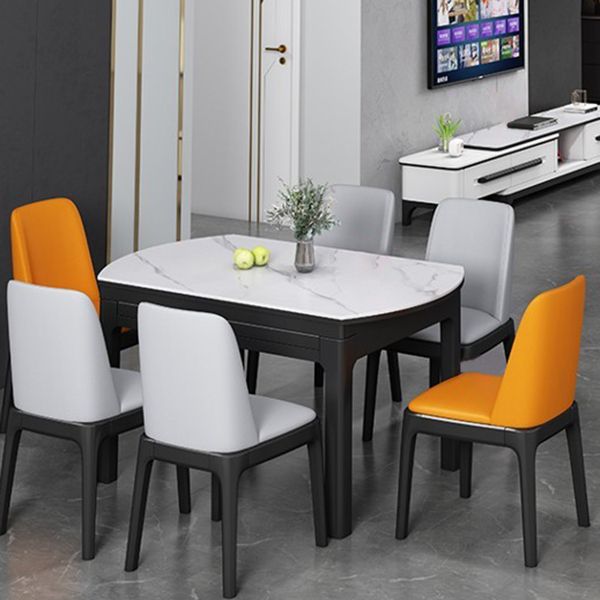 Modern Extendable White Dining Table Sintered Stone Round Shape Dining Table for Kitchen