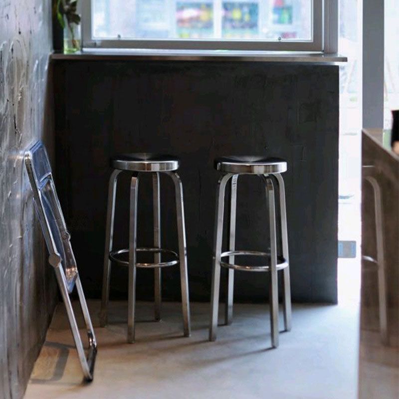 Armloser Barhocker im industriellen Stil, Edelstahl-Thekenhocker für Cafés, 1 Stück
