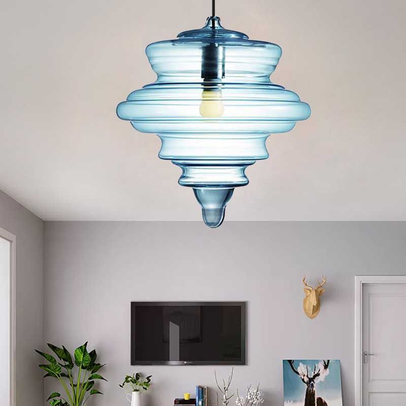 Spool contemporaneo/a sospensione Luce a sospensione Clear/Blu Fuffle Glass 1 Luce Luce a soffitto appeso