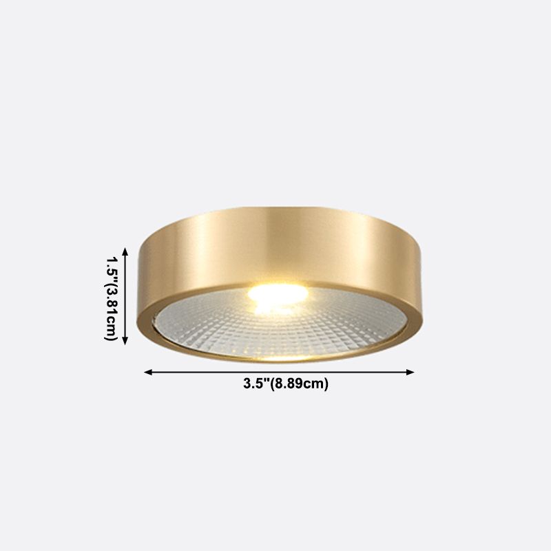 Modern Concise LED Ceiling Lamp Copper Cylindrical Shape Flush Mount for Porch Balcony