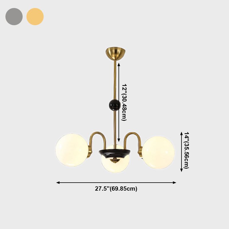 American Style Chandelier White Glass Pendant Lighting Fixtures for Dining Room