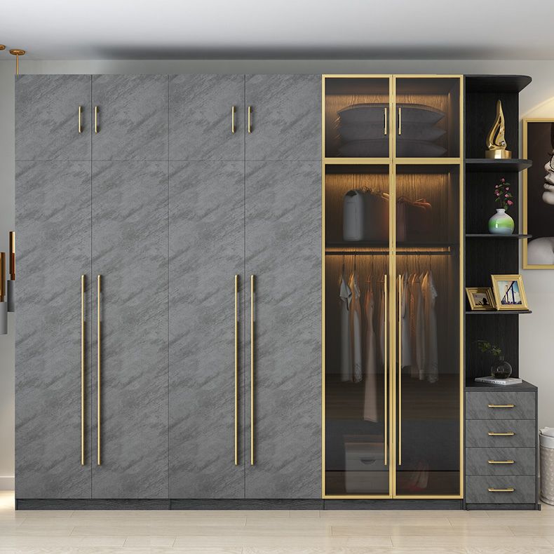 Modern Wardrobe Closet With Drawer Hinged Wardrobe Armoire for Home