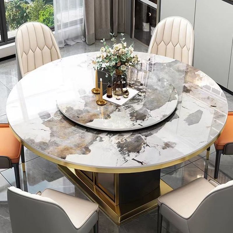 Sintered Stone Dining Table Convertible Pedestal Dining Table for Kitchen