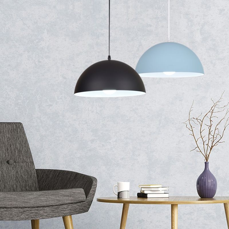 Metal Bowl Shade Hanging Lights Modern Macaron Style 1 Light Hanging Mount Fixture for Supermarket