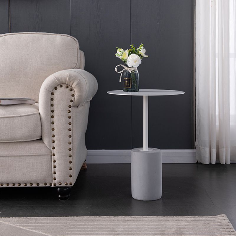 Iron End Table 15.7" Long Mid-Century Round Side Table in Grey