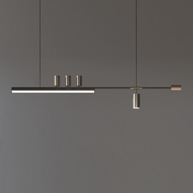 3/6-Light Black Kitchen Island Lighting Modernism Metal Ceiling Light
