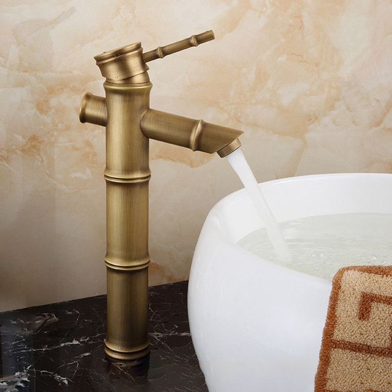 Farmhouse Brass Bathroom Faucet Lever Handle Faucet Single Hole Vessel Sink Faucet