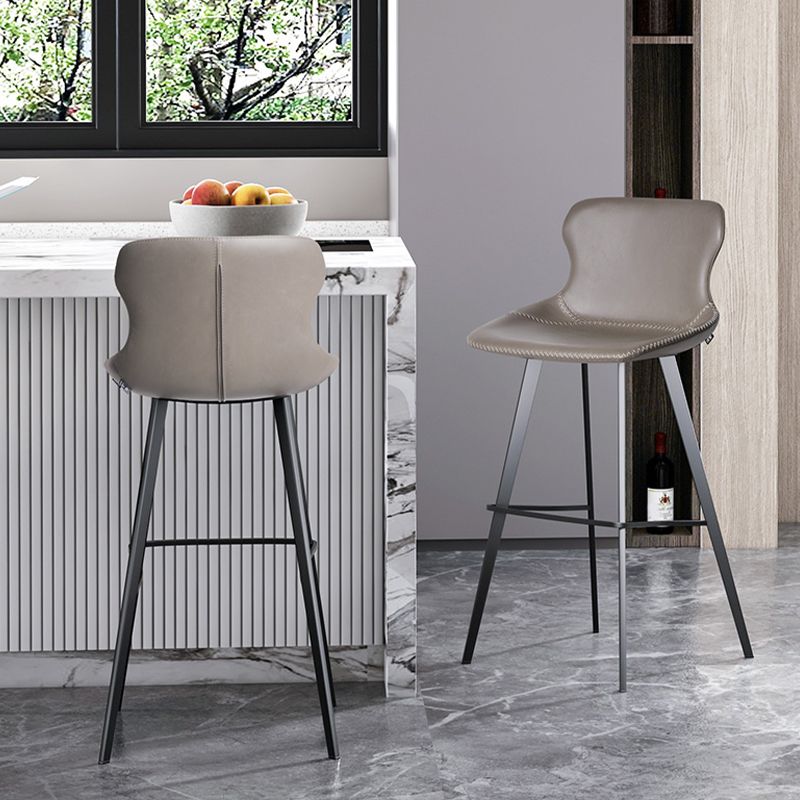 Modern Leather Bar Stool Low Back Footrest Counter Stool for Bristol