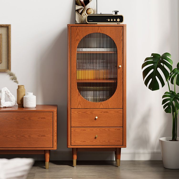 Modern Two Drawer Accent Cabinet Rectangular Wooden and Glass 1-Door Cabinet