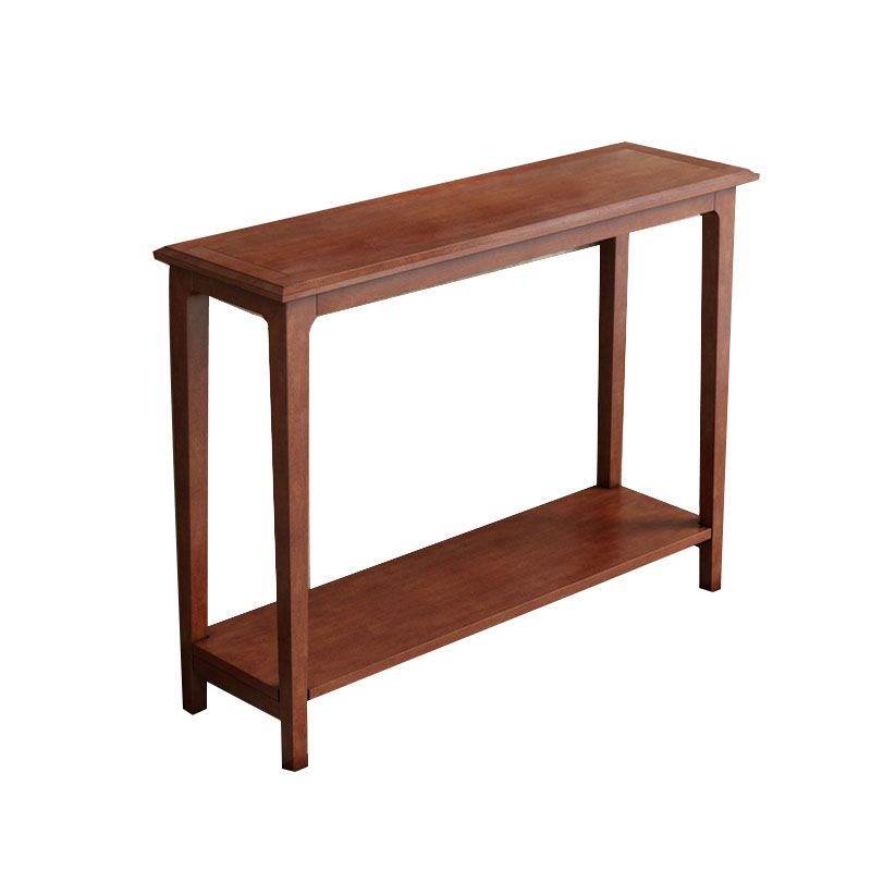 Solid Wood Rectangle Console Table 31.1-inch Tall Accent Table with 2 Shelves