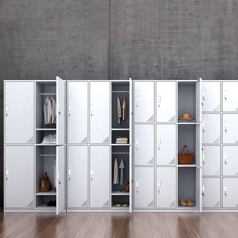 Modern White Storage Cabinet with Hinged Door Metal Cabinet for Bathroom