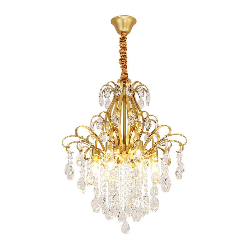 Candle Dining Room Down Chandelier Country Crystal Drape Pendant Lighting Fixture