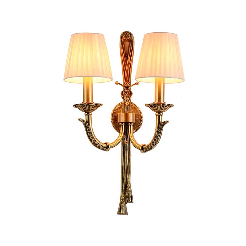 Modern Copper Wall Mount Lamp Golden with Fabric Shade for Living Room