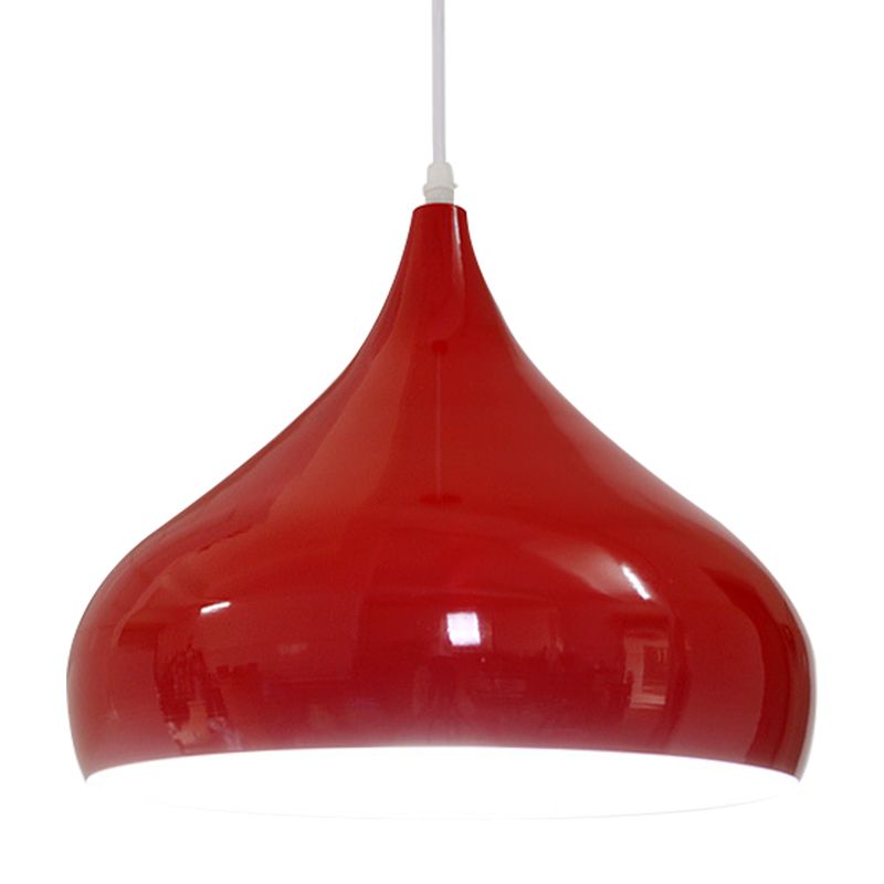 12.5"/16.5" Wide Dome Pendant Lighting Modern Iron 1 Light Black/White/Red Hanging Light