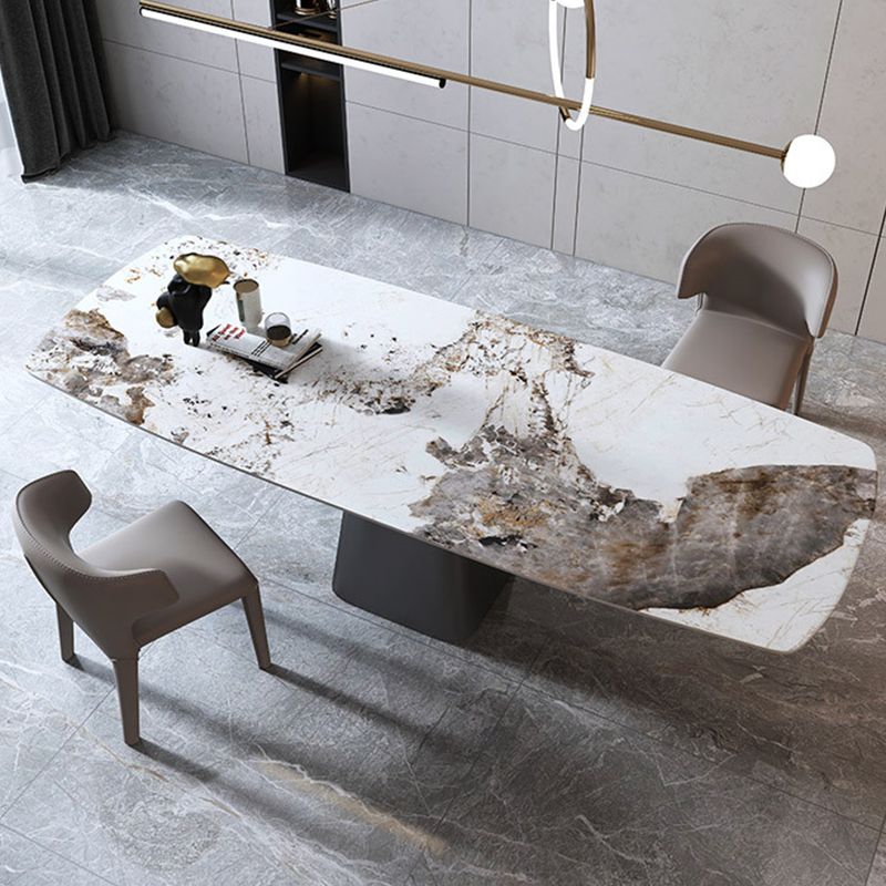 Rectangle Stone Dining Table Contemporary Dining Table with Pedestal Base