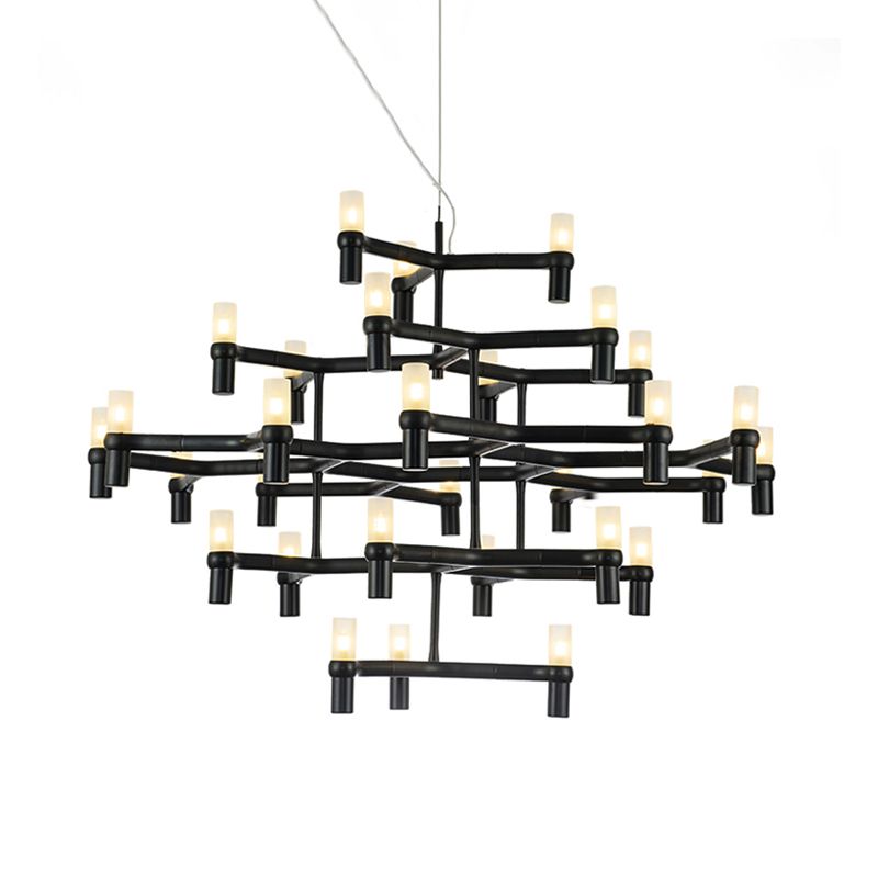 Multi Layer Chandelier Lamp Nordic Metal Black/Silver/White LED Hanging Light for Living Room
