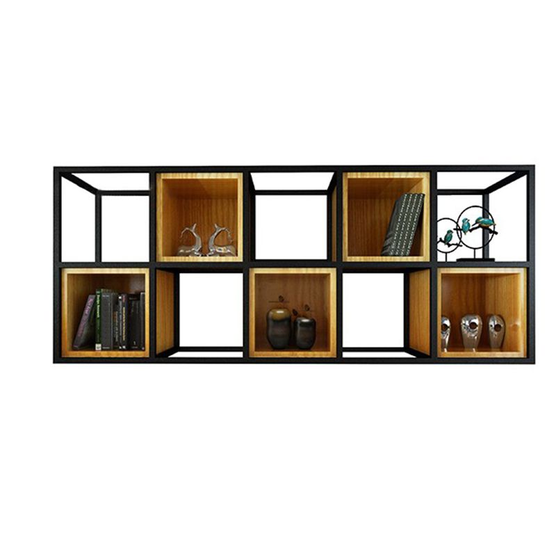 Contemporary Wooden Bookcase Floating Natural Closed Back Bookshelf