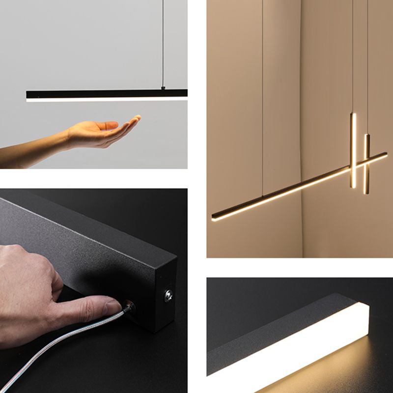 Modern Style LED Pendant Light Long Strip Island Light for Dining Room
