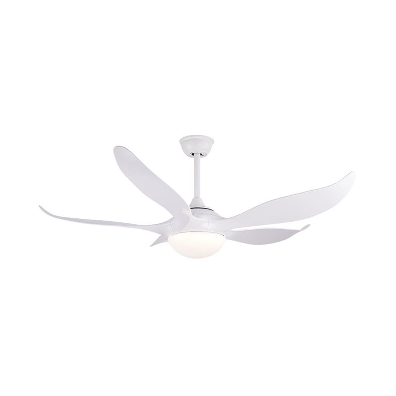 Lámpara de ventilador de techo LED de 56 "W White Modernista Acrílico Domo Lámpara montada en semi descarga con 5 cuchillas para dormitorio