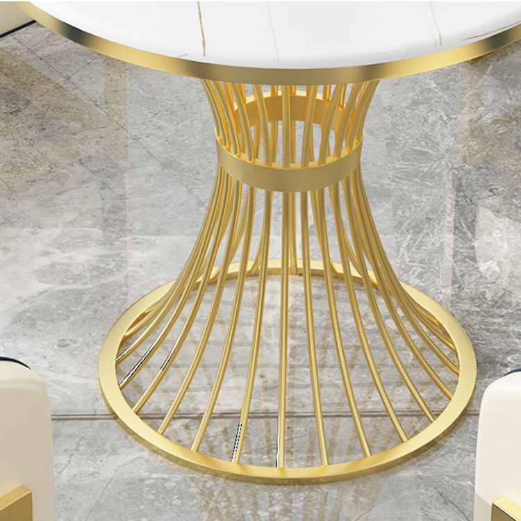 Glam Sintered Stone Dining Set Round 1/2/3/4/5 Pieces Dining Table Set for Home Use