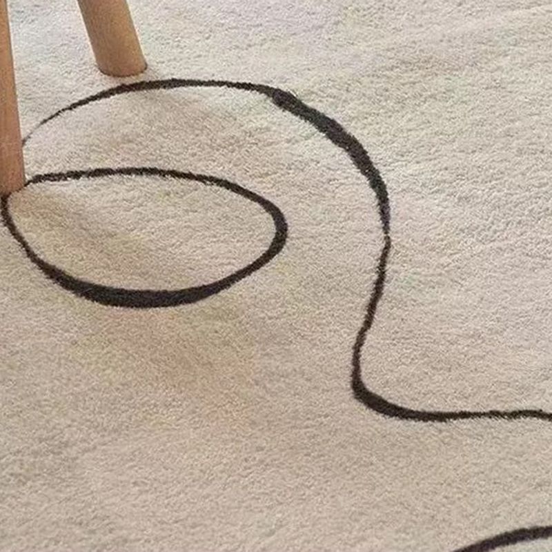 Black Modern Carpet Polyester Striped Carpet Non-Slip Backing Carpet for Home Decor