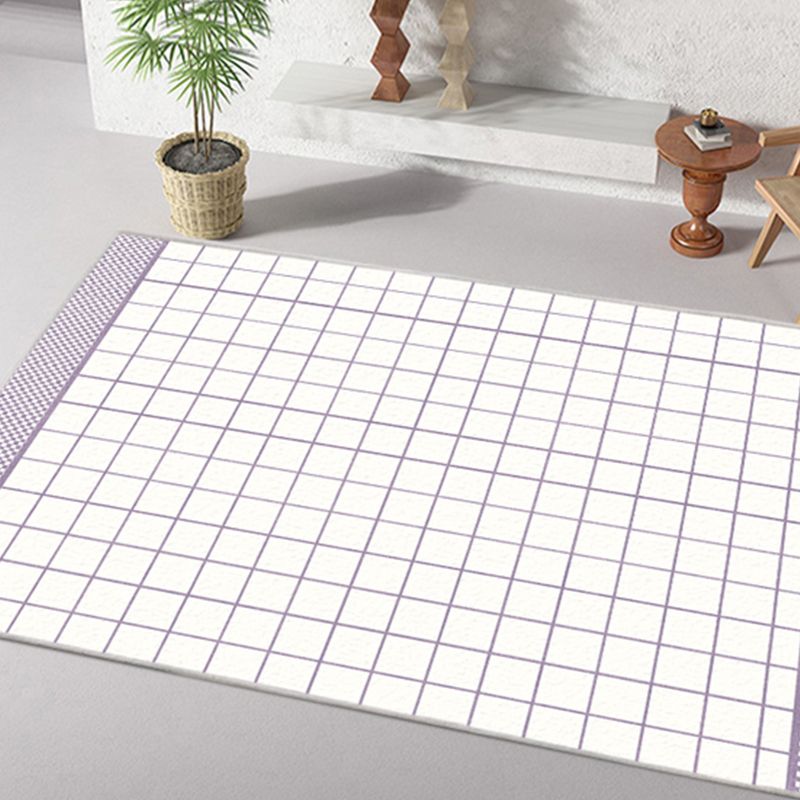 Green Plaid Pattern Rug Modern Polyester Area Rug Stain Resistant Area Carpet for Home Decor