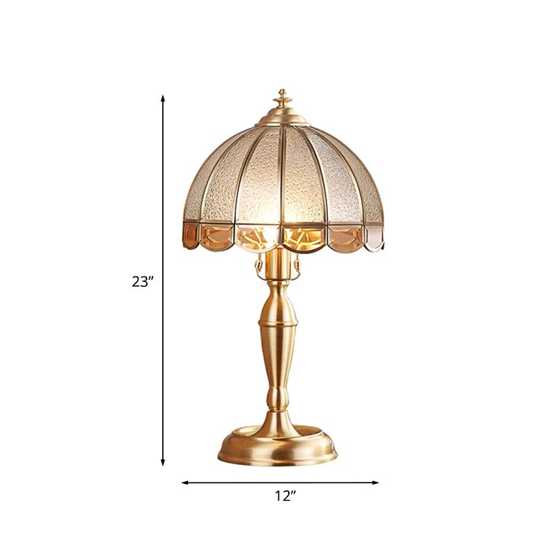 Lampada da tavolo vintage a cupola a 1 luce Lampada da comodino in vetro ad acqua in ottone per soggiorno