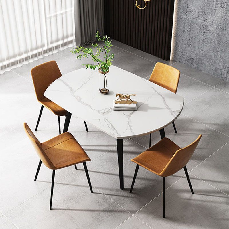 Modern Stone Round Table Standard Height Dining Table with 4 Legs