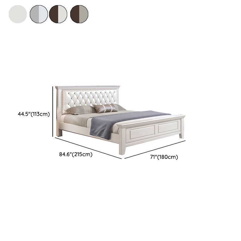 Contemporary Wood and Upholstered Bed Rectangular Standard Bed with Custom Gold Legs