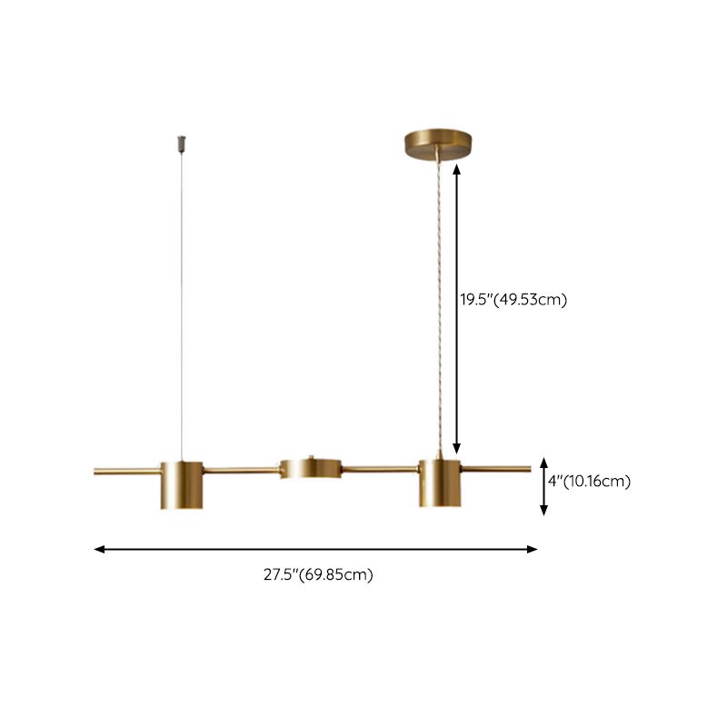 Metal Cylinder Island Pendant Modern Multiple-Light Island Lighting