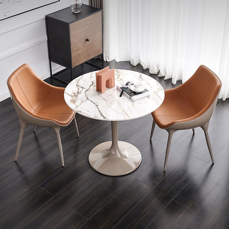 Tavolo da pranzo in pietra sinterizzato in stile moderno bianco tavolo da pranzo a base di tulipani rotondi