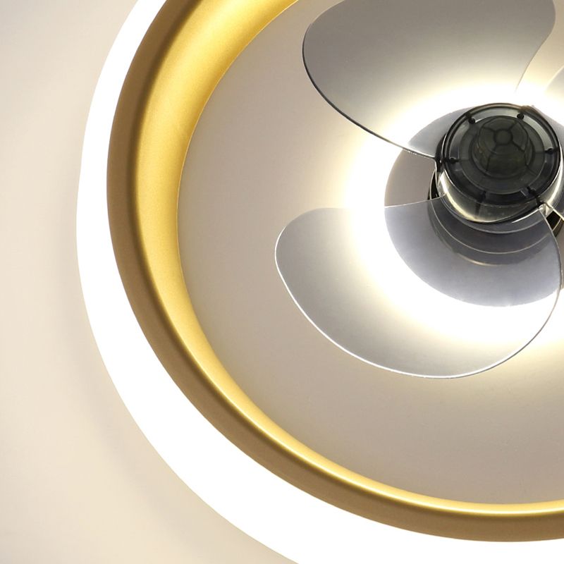 Modern beknopte led plafondventilator licht smeedijzeren cirkelvormige spoelbevel met acryl schaduw