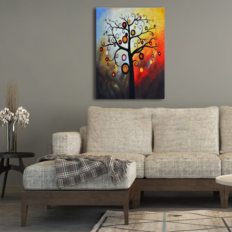 Magische bloemboom schilderij lichte kleur moderne kunststijl wanddecoratie voor eetkamer