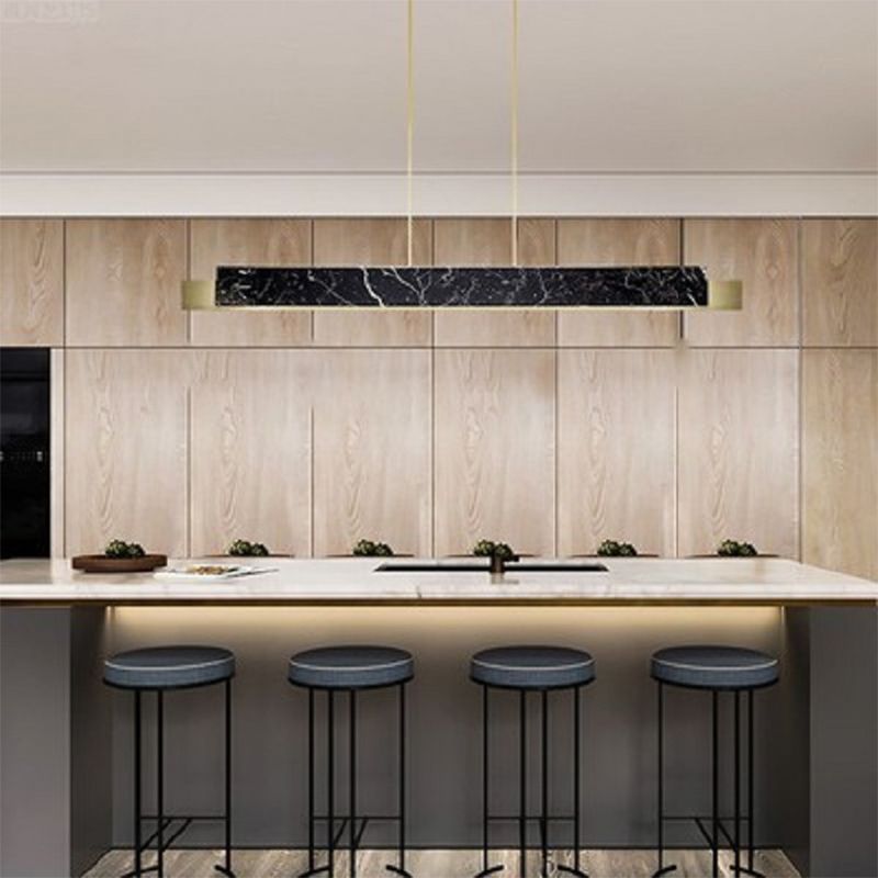 Colgante de la isla recta de latón de la isla de estilo moderno con mármol para el comedor