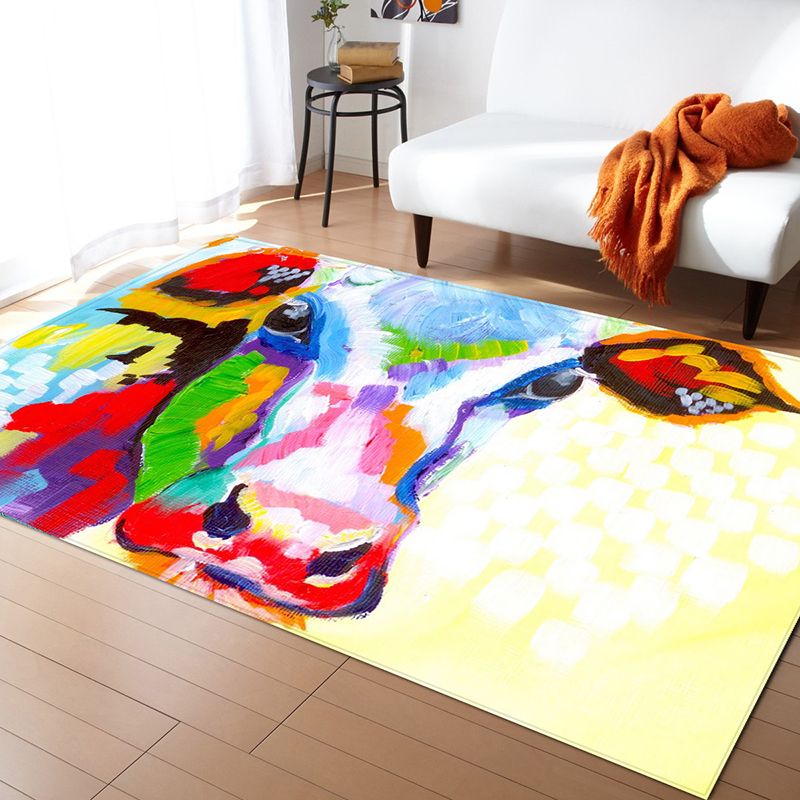 Black Modern Carpet Polyester Elephant Carpet Washable Carpet for Living Room