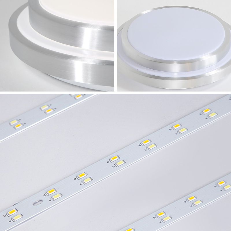 Style moderne aluminium LED encastré luminaire argent tambour encastré plafonnier